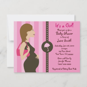 Modern Girl Baby shower Invite (roze) Kaart