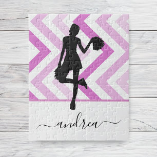 Modern Girl Cheer Theme Pink Cheerleader Cute Name Legpuzzel