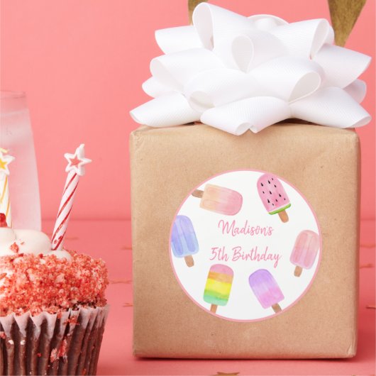 Modern Girl Popsicle Ronde Sticker (Feest)