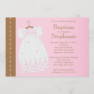 Modern Girls Christening Baptism Uitnodiging
