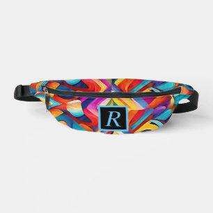 Modern Girly Abstract Patroon Kleurrijk Monogram Heuptasje