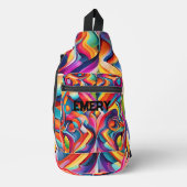 Modern Girly Abstract Patroon Kleurrijk Monogram Sling Bag (Voorkant)