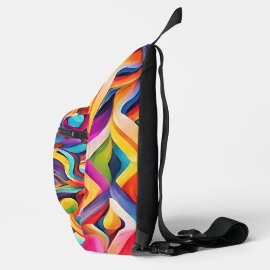 Modern Girly Abstract Patroon Kleurrijk Monogram Sling Bag (Rechts)