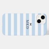Modern Girly  Blauw Streep Zwart Boog Monogram Case-Mate iPhone Case (Achterkant (horizontaal))