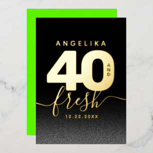 Modern Girly Bright Green 40 en Fresh Folie Uitnodiging