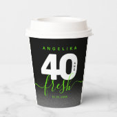 Modern Girly Bright Green 40 en Fresh Papieren Bekers (Achterkant)