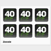 Modern Girly Bright Green 40 en Fresh Vierkante Sticker (Vel)
