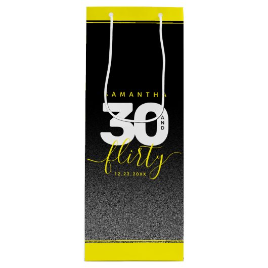 Modern Girly Bright Yellow 30 en Vlirty Wijn Cadeautas (Voorkant)