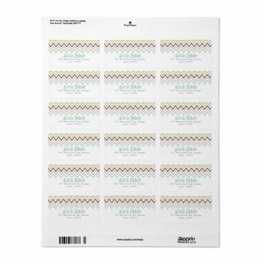 Modern Girly Chevron zigzag gepersonaliseerd Etiket (Full Sheet)