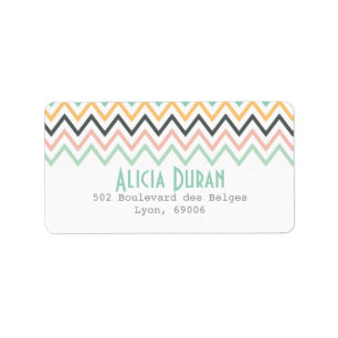 Modern Girly Chevron Zigzag Personalized Etiket