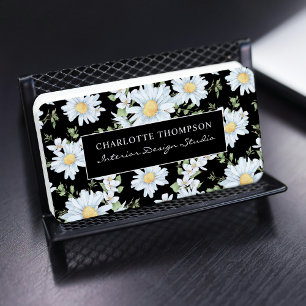 Modern Girly Chic Floral Dot Pattern Visitekaartje