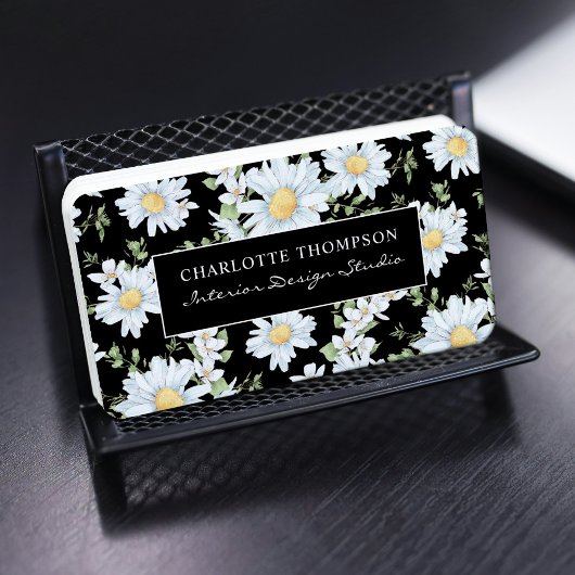 Modern Girly Chic Floral Dot Pattern Visitekaartje