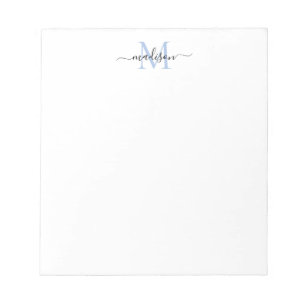 Modern Girly Chic Script Monogram Dusty Blue Black Notitieblok
