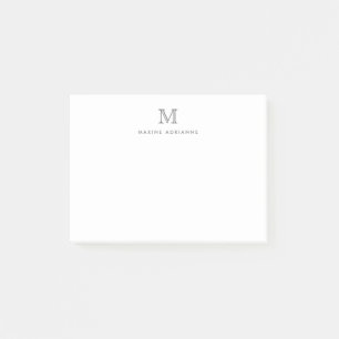 Modern Girly Chic Silver Grey Monogram Initiaal Post-it® Notes