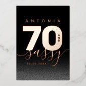 Modern Girly Copper 70 en Sassy Folie Uitnodiging (Voorkant)