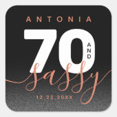 Modern Girly Copper 70 en Sassy Vierkante Sticker (Voorkant)