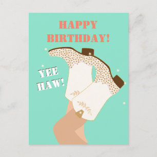 Modern Girly Cowgirl Boots Legs Yeehaw Birthday Briefkaart