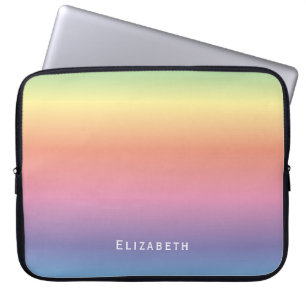 Modern Girly Cute Pastel Rainbow Ombre Aangepaste Laptop Sleeve