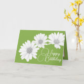 Modern Girly Daisies Floral Flowers Green Birthday Kaart (Gele Bloem)