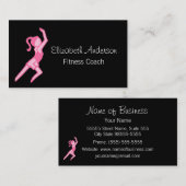 Modern Girly Girl Roze en Zwarte Fitness Coach Visitekaartje (Voorkant / Achterkant)