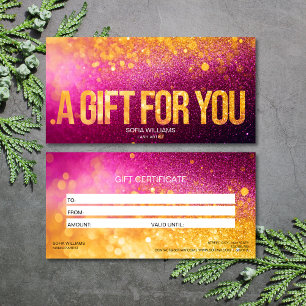 Modern Girly Glitter Roze Certificaat Gift Kaart