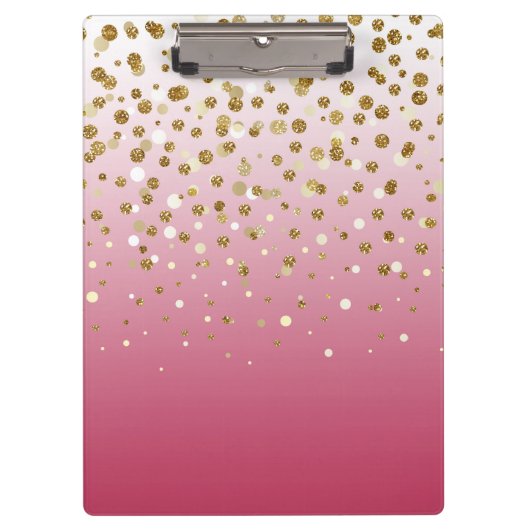 Modern Girly gouden glitter confetti Roze Gradiënt Klembord (Voorkant)