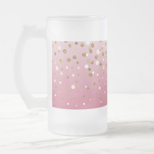 Modern Girly gouden glitter confetti Roze Gradiënt Matglas Bierpul (Links)