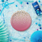 Modern Girly gouden glitter confetti Roze Gradiënt Papieren Bordje (Feest)