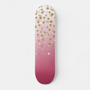 Modern Girly gouden glitter confetti Roze Gradiënt Skateboard