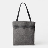 Modern Girly Grey Glitter Black Lace Personalized Draagtas (Achterkant)