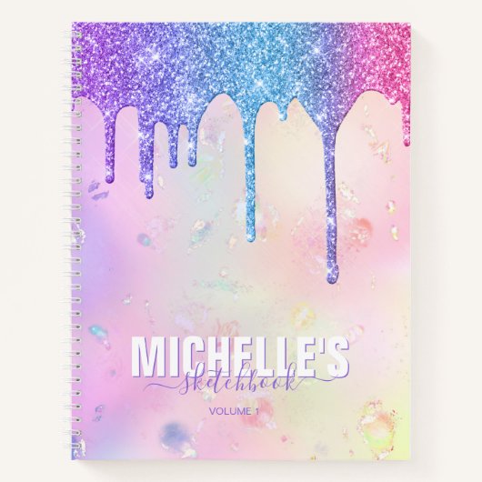 Modern Girly Holographic Elegant Trendy Sketchbook Notitieboek (Voorkant)