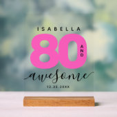 Modern Girly Hot Pink 80 en Geweldige Acryl Bord (Neutraal)