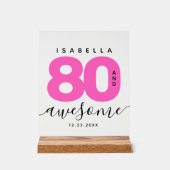 Modern Girly Hot Pink 80 en Geweldige Acryl Bord (Voorkant)