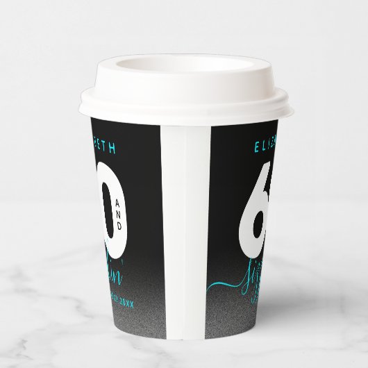 Modern Girly Ice Blue 60 en Sizzling Papieren Bekers (Rechts)