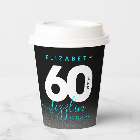 Modern Girly Ice Blue 60 en Sizzling Papieren Bekers (Voorkant)