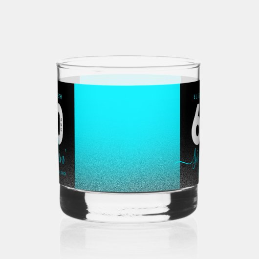 Modern Girly Ice Blue Glitter 60 en Sizzling Whisky Glas (Links)