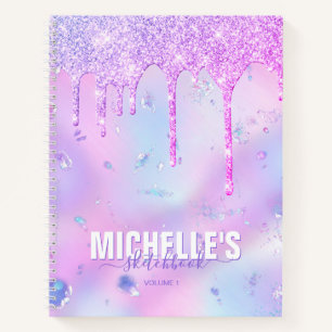 Modern Girly Iridescent Paars Elegant Sketchbook Notitieboek