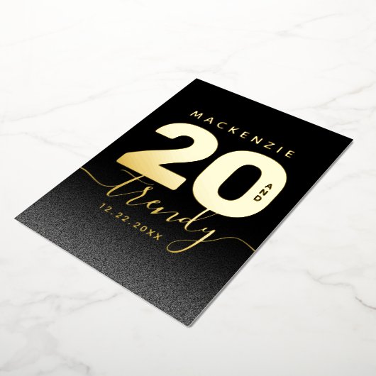 Modern Girly Mint Green 20 en Trendy Folie Uitnodiging (Gedraaid)