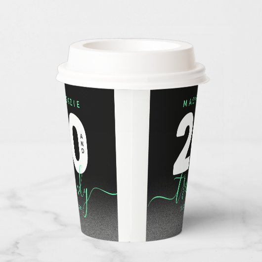 Modern Girly Mint Green 20 en Trendy Papieren Bekers (Rechts)