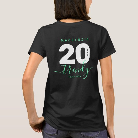 Modern Girly Mint Green 20 en Trendy T-shirt (Achterkant)