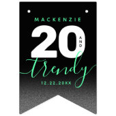 Modern Girly Mint Green 20 en Trendy Verjaardag Vlaggetjes (Eerste vlag)