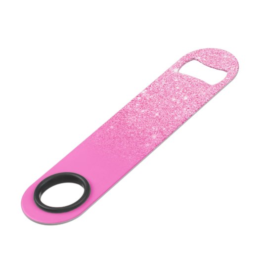 Modern girly monogram helder roze glitter ombre speed flessenopener (Achterkant Gekanteld)