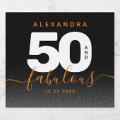 Modern Girly Oranje 50 en Fabulous Sparkling Wijnetiket (Enkel label)