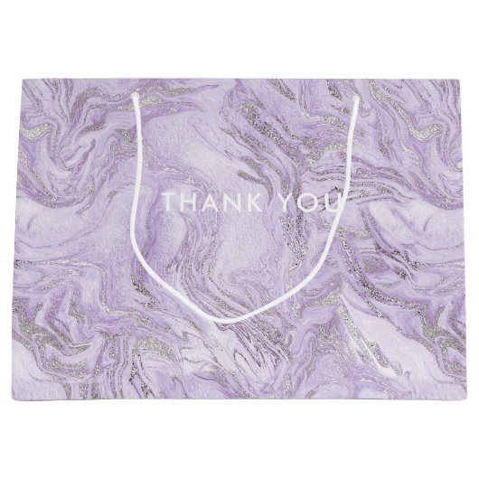 Modern Girly Paarse Glitter Marmer Gepersonaliseer Groot Cadeauzakje (Voorkant)