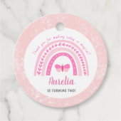 Modern Girly Pink Boho Rainbow Birthday Dank je Bedankjes Labels (Voorkant)