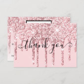Modern Girly Pink Glitter Drippings Promo Code Bedankkaart (Voorkant / Achterkant)