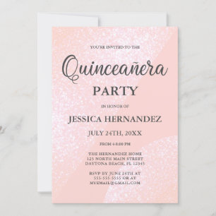 Modern Girly Pink Glitter Geometric Quinceañera Kaart