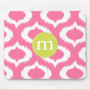 Modern Girly Pink Ikat Diamonds - Gepersonaliseerd Muismat