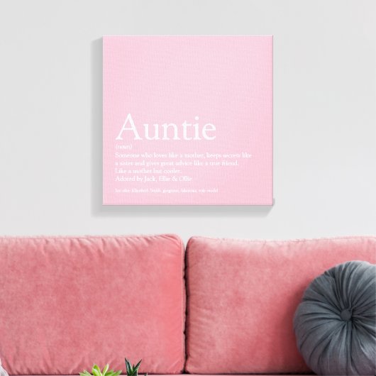 Modern Girly Pink tante Definition Canvas Afdruk (Insitu (Woonkamer))