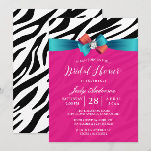 Modern Girly Pink Zebra Print Vrijgezellenfeest Kaart